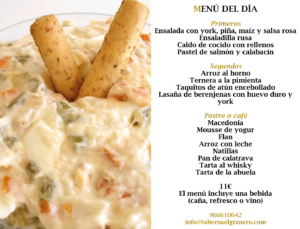 Menú diario 14 de julio