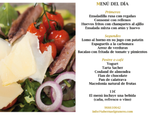 Menú diario 18 de octubre