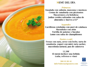 Menú diario 4 de abril Taberna El Granero